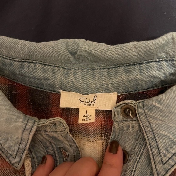 Easel Red and Blue Plaid Kids Button Down Shirt - Picture 2 of 2